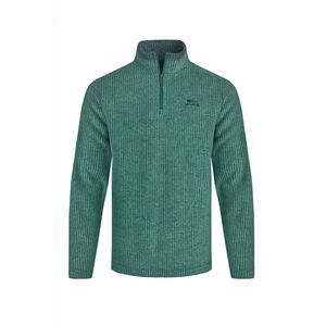 Weird Fish Mens Newark Grid Eco Friendly Quarter Zip Fleece Top / Leaf Green